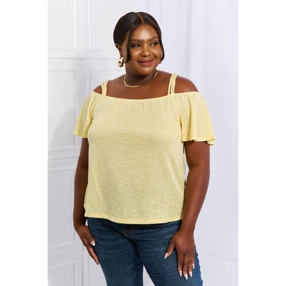 Culture Code On The Move Full Size Off The Shoulder Flare Sleeve Top In Sand Ye - Picture 3 of 9